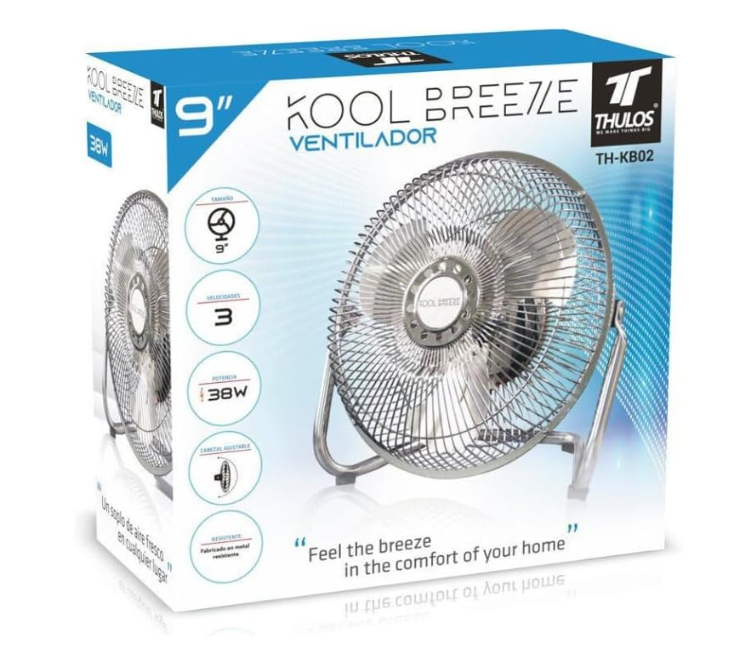 Ventilador de mesa Max Star VS9 de 23 cm con 3 velocidades, motor 38W, rejilla de seguridad y cabezal ajustable