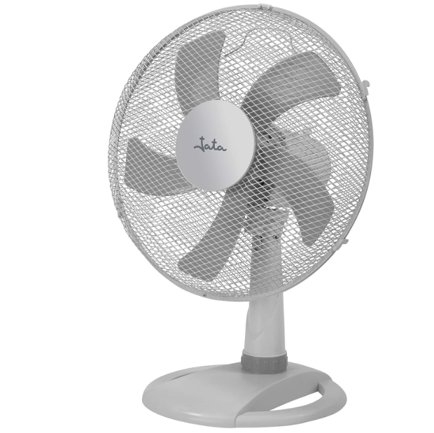 Ventilador de mesa Jata JVVM3026 con 3 velocidades, oscilación automática, cabezal inclinable y 53 cm de altura | Rejilla metálica | Gris