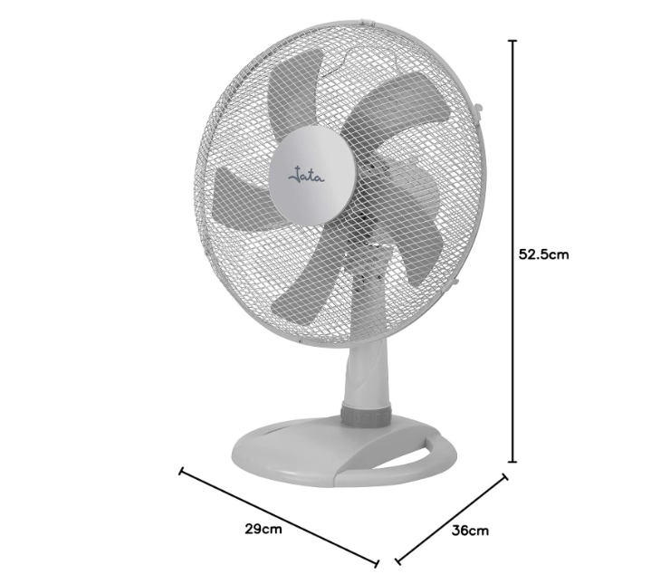 Ventilador de mesa Jata JVVM3026 con 3 velocidades, oscilación automática, cabezal inclinable y 53 cm de altura | Rejilla metálica | Gris