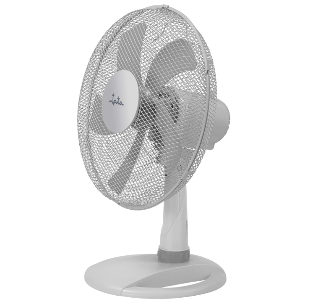 Ventilador de mesa Jata JVVM3026 con 3 velocidades, oscilación automática, cabezal inclinable y 53 cm de altura | Rejilla metálica | Gris