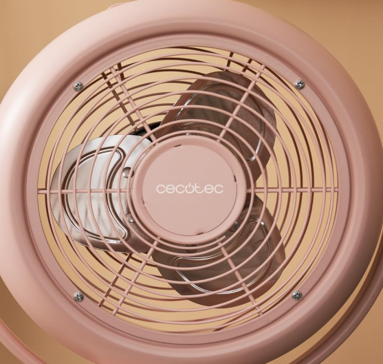 Ventilador de sobremesa Cecotec EnergySilence 800 RetroDesk Pink de 20W y 8" con 2 velocidades, 3 aspas aerodinámicas e inclinación ajustable | Base estable