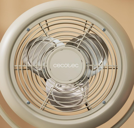 Ventilador de sobremesa Cecotec EnergySilence 800 RetroDesk Beige de 20W y 8" con 2 velocidades, 3 aspas aerodinámicas e inclinación ajustable | Base estable