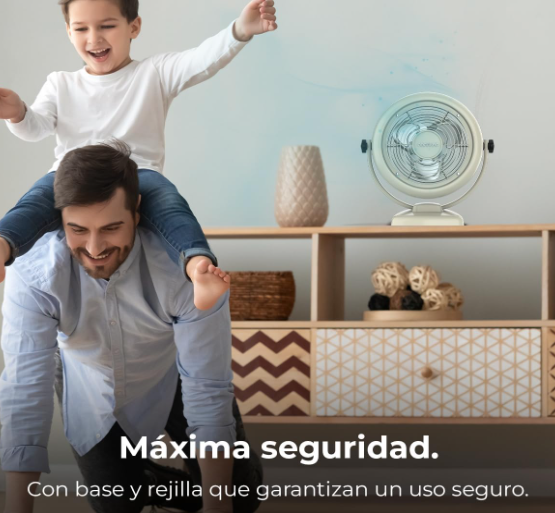 Ventilador de sobremesa Cecotec EnergySilence 800 RetroDesk Beige de 20W y 8" con 2 velocidades, 3 aspas aerodinámicas e inclinación ajustable | Base estable