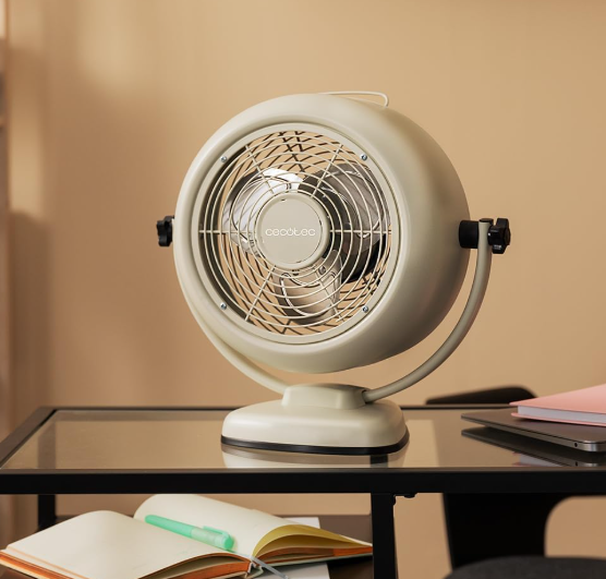 Ventilador de sobremesa Cecotec EnergySilence 800 RetroDesk Green de 20W y 8" con 2 velocidades, 3 aspas aerodinámicas e inclinación ajustable | Base estable | Verde