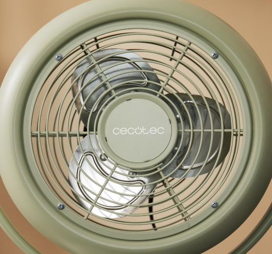 Ventilador de sobremesa Cecotec EnergySilence 800 RetroDesk Green de 20W y 8" con 2 velocidades, 3 aspas aerodinámicas e inclinación ajustable | Base estable | Verde