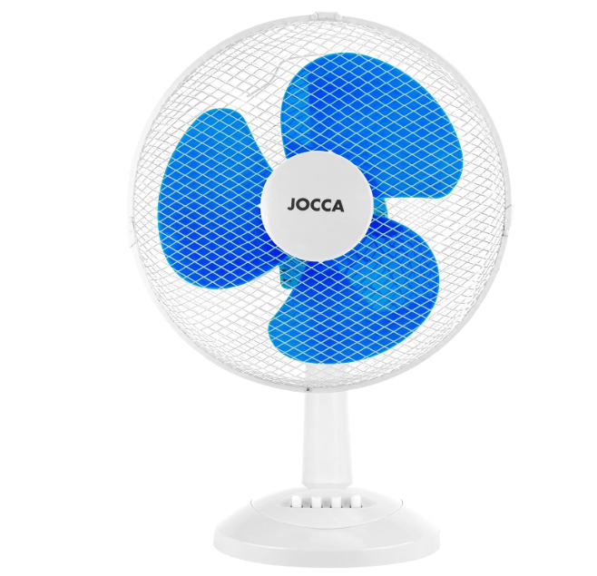 Ventilador de mesa Jocca 30 cm con 3 velocidades, oscilación, cabezal reclinable y bajo consumo 40W | Silencioso y compacto