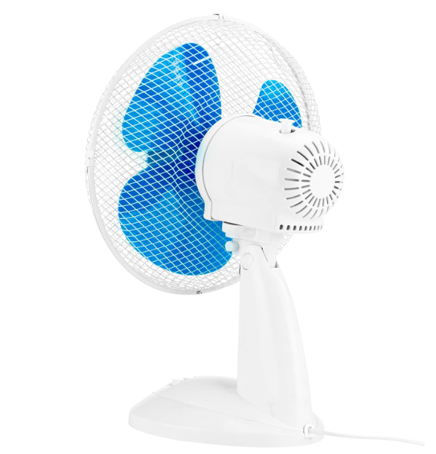Ventilador de mesa Jocca 30 cm con 3 velocidades, oscilación, cabezal reclinable y bajo consumo 40W | Silencioso y compacto