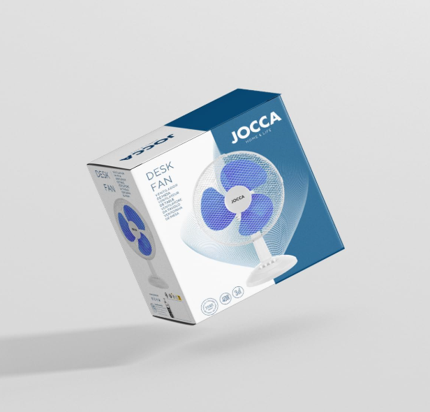 Ventilador de mesa Jocca 30 cm con 3 velocidades, oscilación, cabezal reclinable y bajo consumo 40W | Silencioso y compacto