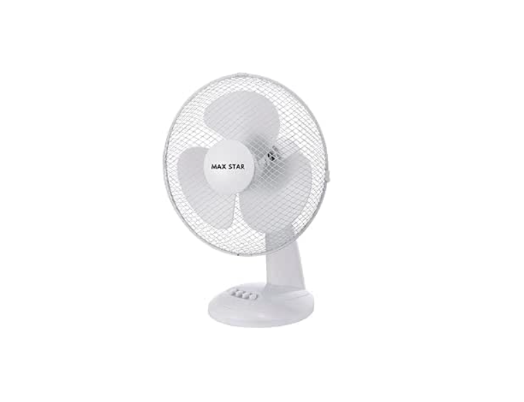Ventilador de sobremesa Max Star MS‑2416 de 16" con 3 velocidades, motor 40W, rejilla protectora y sistema anti‑vuelco | Silencioso y portátil