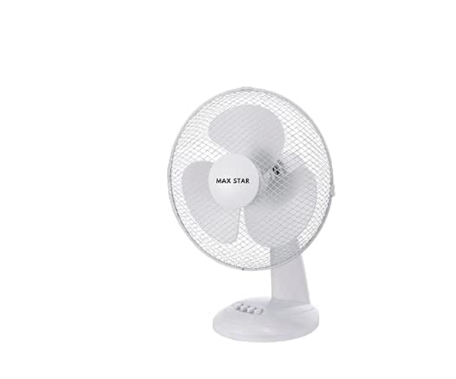 Ventilador de sobremesa Max Star MS‑2416 de 16" con 3 velocidades, motor 40W, rejilla protectora y sistema anti‑vuelco | Silencioso y portátil