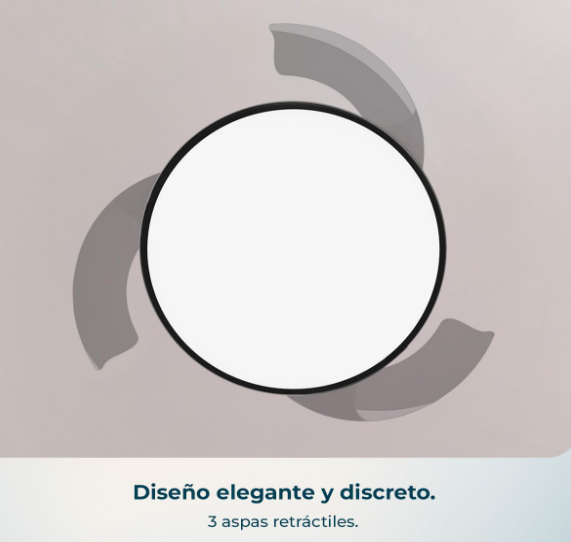 Ventilador de techo Cecotec EnergySilence Aero 300 Air Invisible Black con aspas retráctiles, motor DC 30W, luz LED, 6 velocidades y temporizador 4h