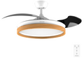 Ventilador de techo Cecotec EnergySilence Aero 4320 Invisible Wood&White con aspas retráctiles, luz LED regulable, 35W, 6 velocidades y temporizador