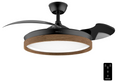 Ventilador de techo Cecotec EnergySilence Aero 4320 Invisible Wood&Black con aspas retráctiles, luz LED regulable, 35W, 6 velocidades y temporizador