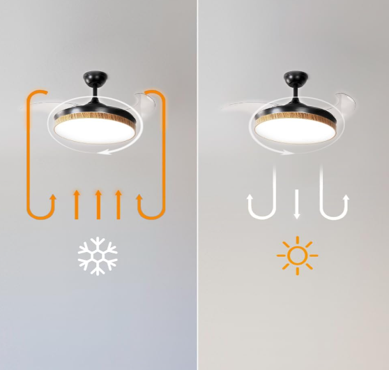 Ventilador de techo Cecotec EnergySilence Aero 4320 Invisible Wood&Black con aspas retráctiles, luz LED regulable, 35W, 6 velocidades y temporizador