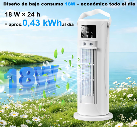 Mini aire acondicionado portátil sin tubo con nebulización, 4 velocidades, temporizador y diseño silencioso para oficina y dormitorio