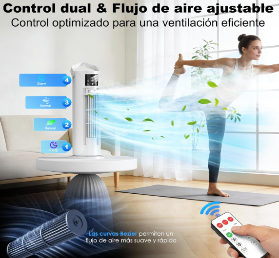 Mini aire acondicionado portátil sin tubo con nebulización, 4 velocidades, temporizador y diseño silencioso para oficina y dormitorio