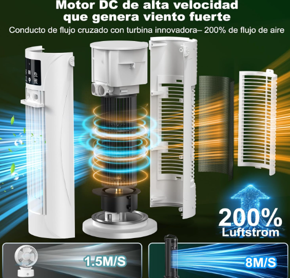 Mini aire acondicionado portátil sin tubo con nebulización, 4 velocidades, temporizador y diseño silencioso para oficina y dormitorio