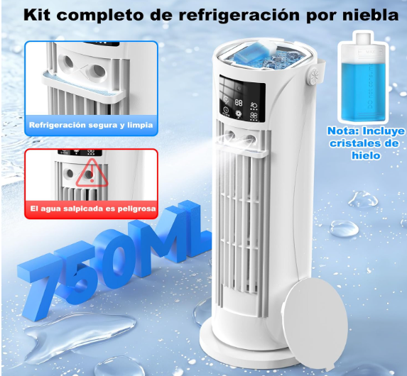 Mini aire acondicionado portátil sin tubo con nebulización, 4 velocidades, temporizador y diseño silencioso para oficina y dormitorio