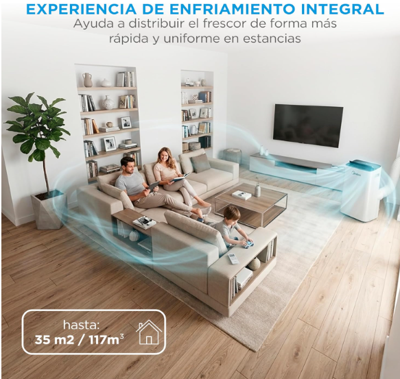 Aire acondicionado portátil MIDEA 12000 BTU frío y calor con bomba de calor 3500W, 4 modos, kit de ventana y control remoto