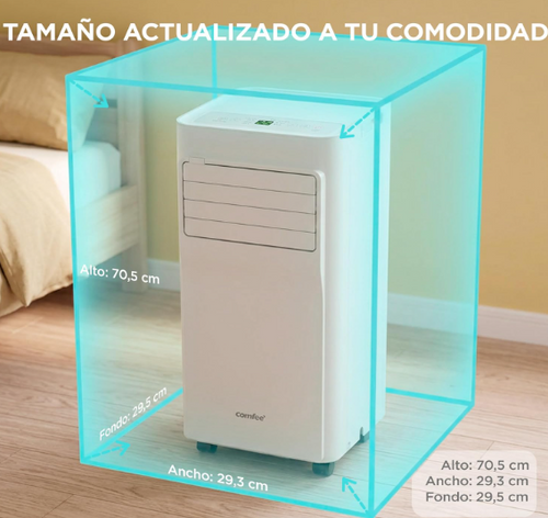 Aire acondicionado portátil COMFEE 9000 BTU 3 en 1 con App, mando a distancia, deshumidificador, bajo consumo y kit de ventana