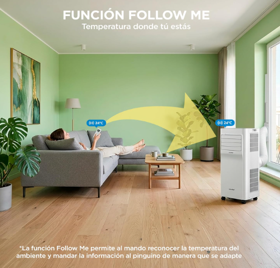 Aire acondicionado portátil COMFEE 9000 BTU 3 en 1 con App, mando a distancia, deshumidificador, bajo consumo y kit de ventana