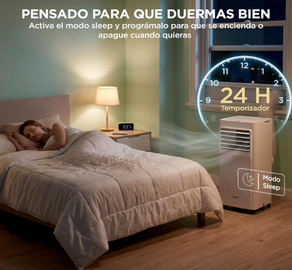 Aire acondicionado portátil COMFEE 9000 BTU 3 en 1 con App, mando a distancia, deshumidificador, bajo consumo y kit de ventana