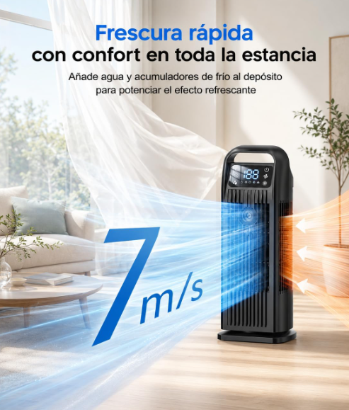 Aire acondicionado portátil sin tubo Zenolic 6 en 1 con oscilación 120°, depósito 1.2L, temporizador 12H y mando a distancia