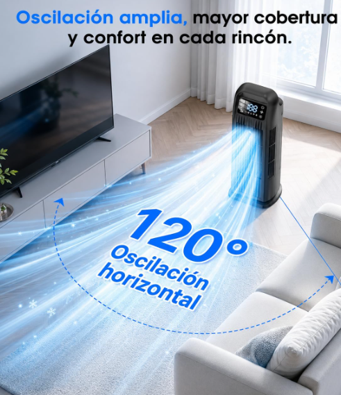 Aire acondicionado portátil sin tubo Zenolic 6 en 1 con oscilación 120°, depósito 1.2L, temporizador 12H y mando a distancia