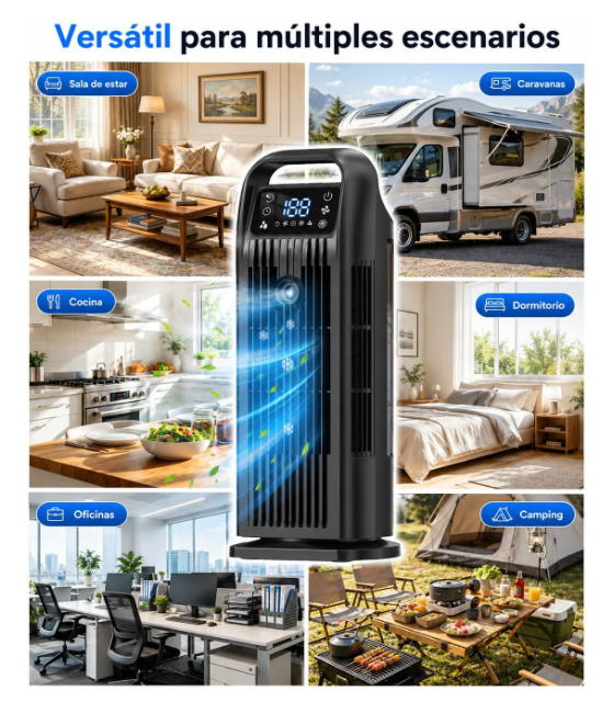 Aire acondicionado portátil sin tubo Zenolic 6 en 1 con oscilación 120°, depósito 1.2L, temporizador 12H y mando a distancia