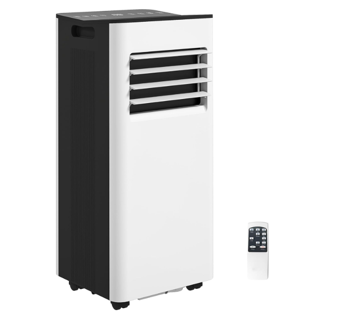 Aire acondicionado portátil HOMCOM 9000 BTU 3 en 1 con deshumidificador 24,1 L/día, pantalla LED, temporizador 24H y control remoto