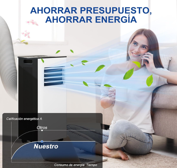 Aire acondicionado portátil HOMCOM 9000 BTU 3 en 1 con deshumidificador 24,1 L/día, pantalla LED, temporizador 24H y control remoto