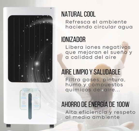 Aire acondicionado portátil evaporativo Leduni 30L 100W con mando a distancia, bajo consumo e ideal para 25–30 m³