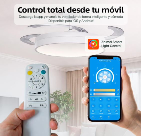 Ventilador de Techo Leduni. Aspas Retráctiles