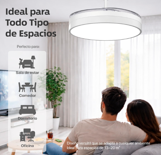 Ventilador de Techo Leduni. Aspas Retráctiles