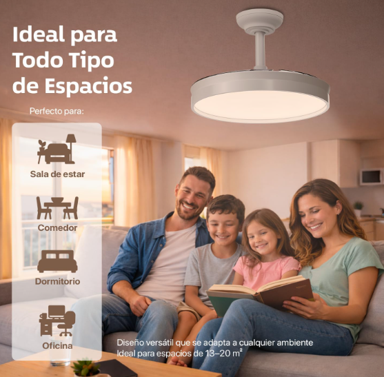 Ventilador de Techo Leduni. Aspas Retráctiles